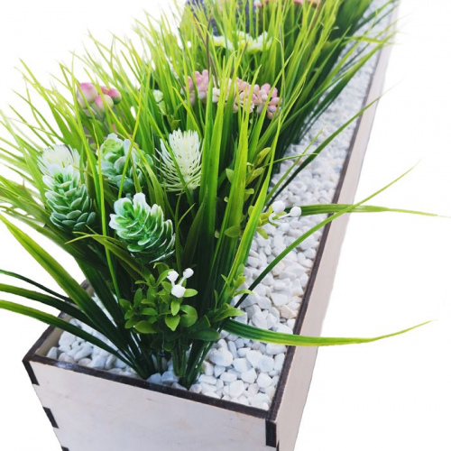 Искусственные растения в горшке из дерева 100*16*12 см