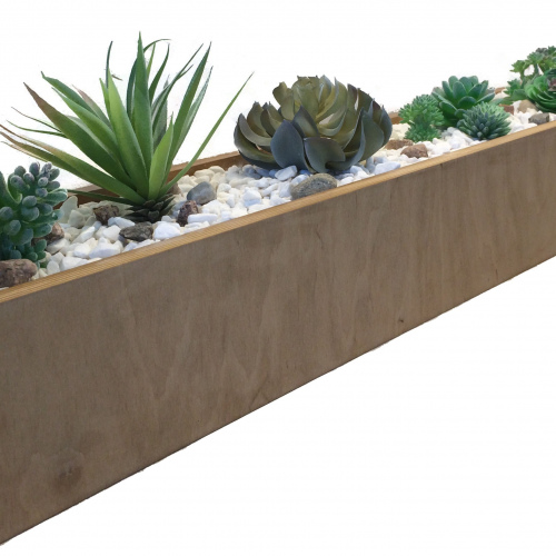 Суккуленты в кашпо из дерева 90*10*18 см